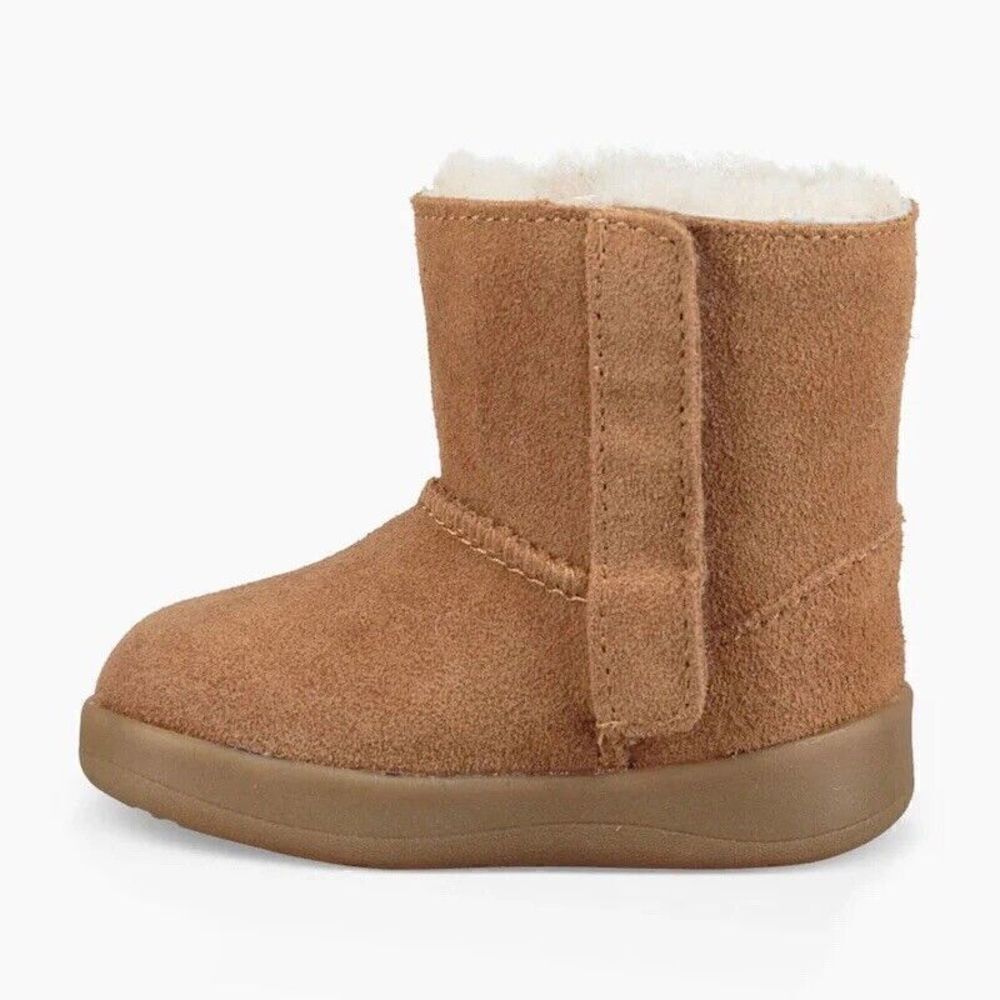 UGG I KEELAN Boot Infant 0/1 Chestnut Suede Shoes Fur Lined Winter Boots NEW - Picture 2 of 9